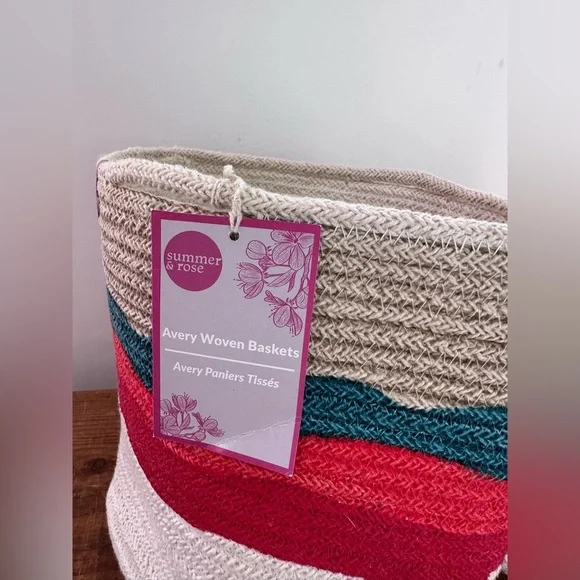 NWT Boho Colorful small Woven Baskets - Set of 2 - Picture 6 of 7